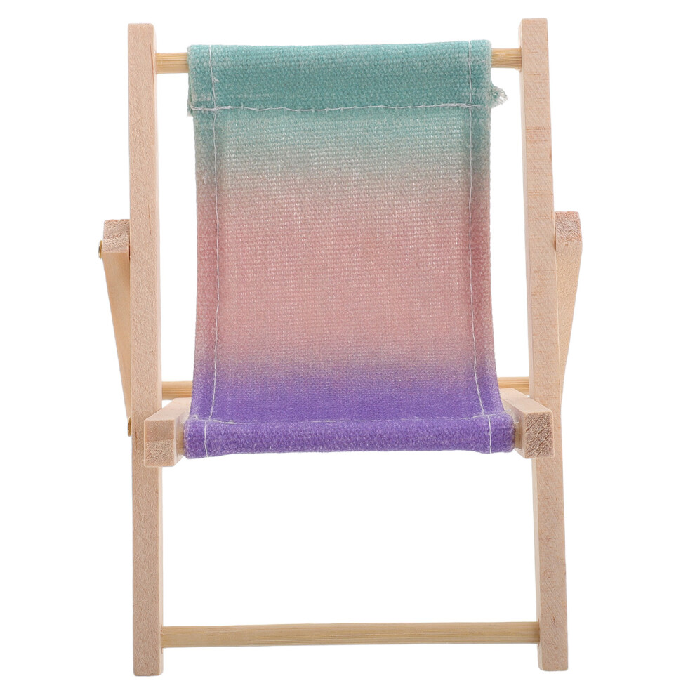 4Pcs Miniature Wooden Beach Chair Phone Holder Foldable Stand 3184156768261