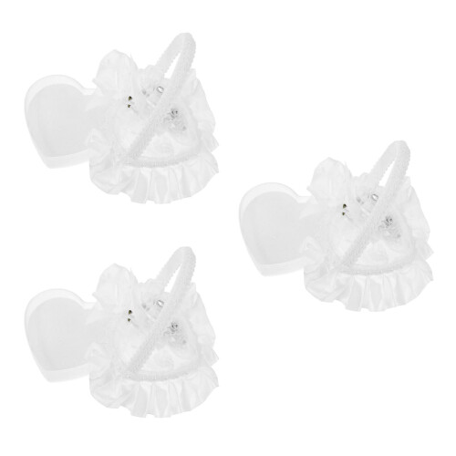 3pcs Wedding Ring Pillow Heart Shape With Handle 1