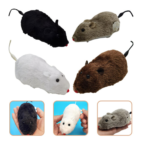 8pcs Wind Up Mice Cat Toys Plush Interactive Mice 1