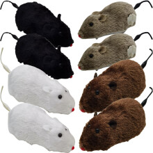 8pcs Wind Up Mice Cat Toys Plush Interactive Mice
