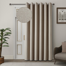 (Mink, 66" x 84" (168cm x 213cm)) 100% Blackout Curtains Thermal Insulated Ring-Top Eyelet Curtain Pair with Tiebacks
