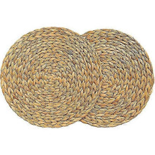 2 Pack Round Water Hyacinth Placemat,Quality Woven Wicker Table Place Mats,38cm js