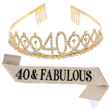 2 Sets of 2pcs Birthday Party Crown Sash Etiquette Belt