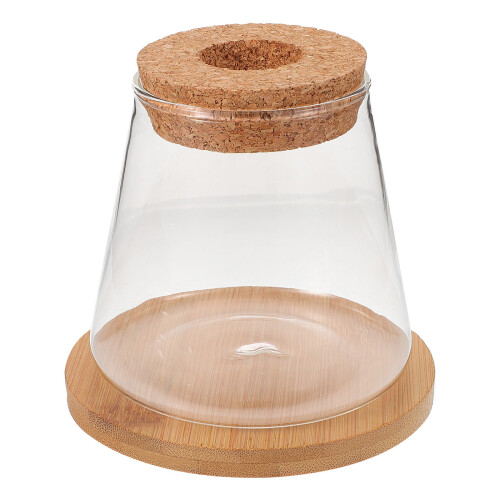 2 Sets Desktop Fish Bowl Clear Glass Tank With Lid Mat