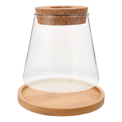 2 Sets Desktop Fish Bowl Clear Glass Tank With Lid Mat 1