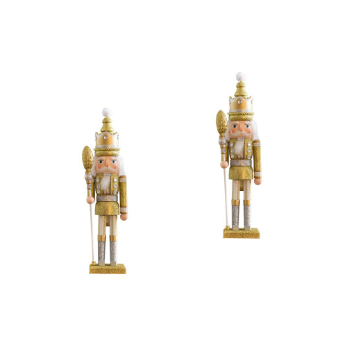 2 Pcs Nutcracker Figure Puppet Soldier Xmas Decor 2