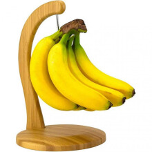 Bamboo Banana Fruit Holder Bamboo Base & Arm with Stainless-steel Hook for Kitchen Countertops Free Of Clutter