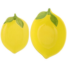 2pcs Lemon Shaped Ceramic Plates Bowls for Dessert Salad Snack