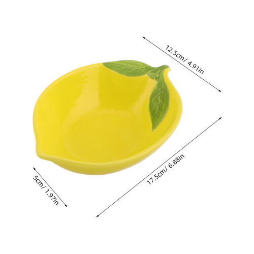 2pcs Lemon Shaped Ceramic Plates Bowls for Dessert Salad Snack 2