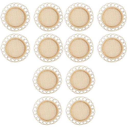 12 Pcs Bamboo Hollow Round Coasters Heat Insulation Mats 2