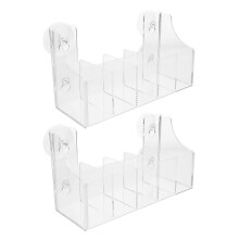 2pcs Suction Cup Fridge Organizer Clear Acrylic Shelf 5 Compartments