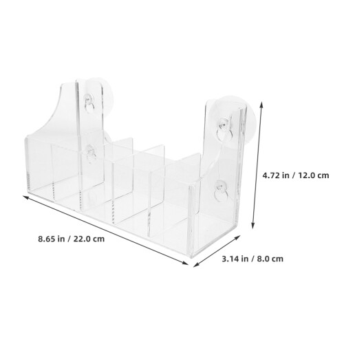 2pcs Suction Cup Fridge Organizer Clear Acrylic Shelf 5 Compartments 2