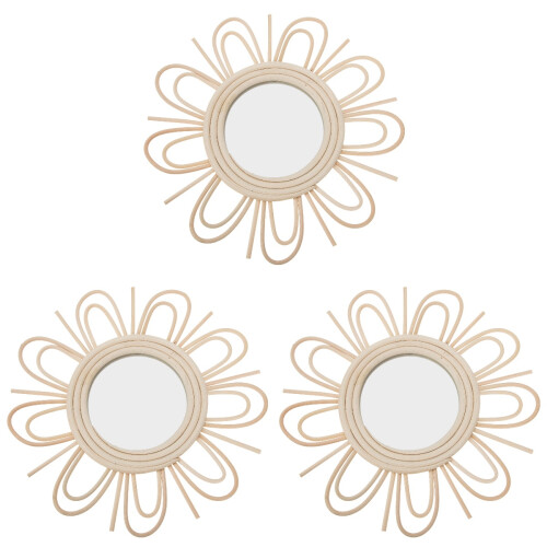 3pcs Rattan Woven Mirror Wall Decor Art Craft 2