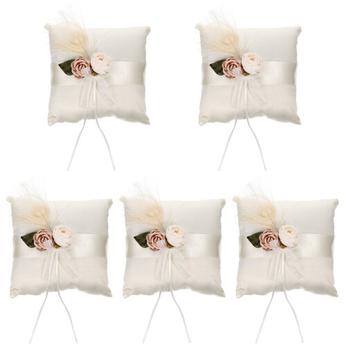 5pcs Satin Wedding Ring Pillow Ceremony Cushion 1