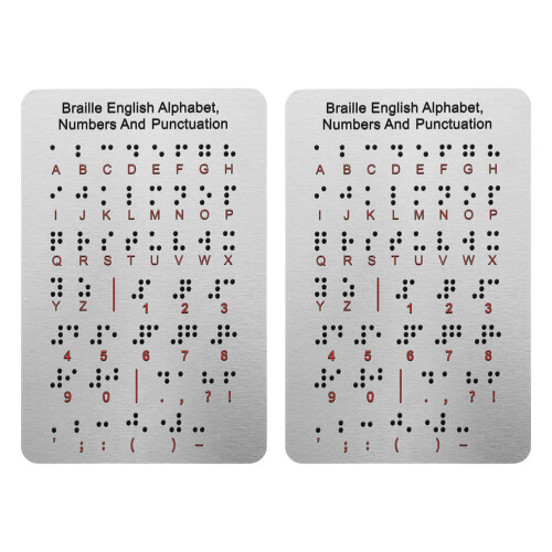 2pcs Braille Alphabet Board Raised Dots Letters Numbers Learning Aid