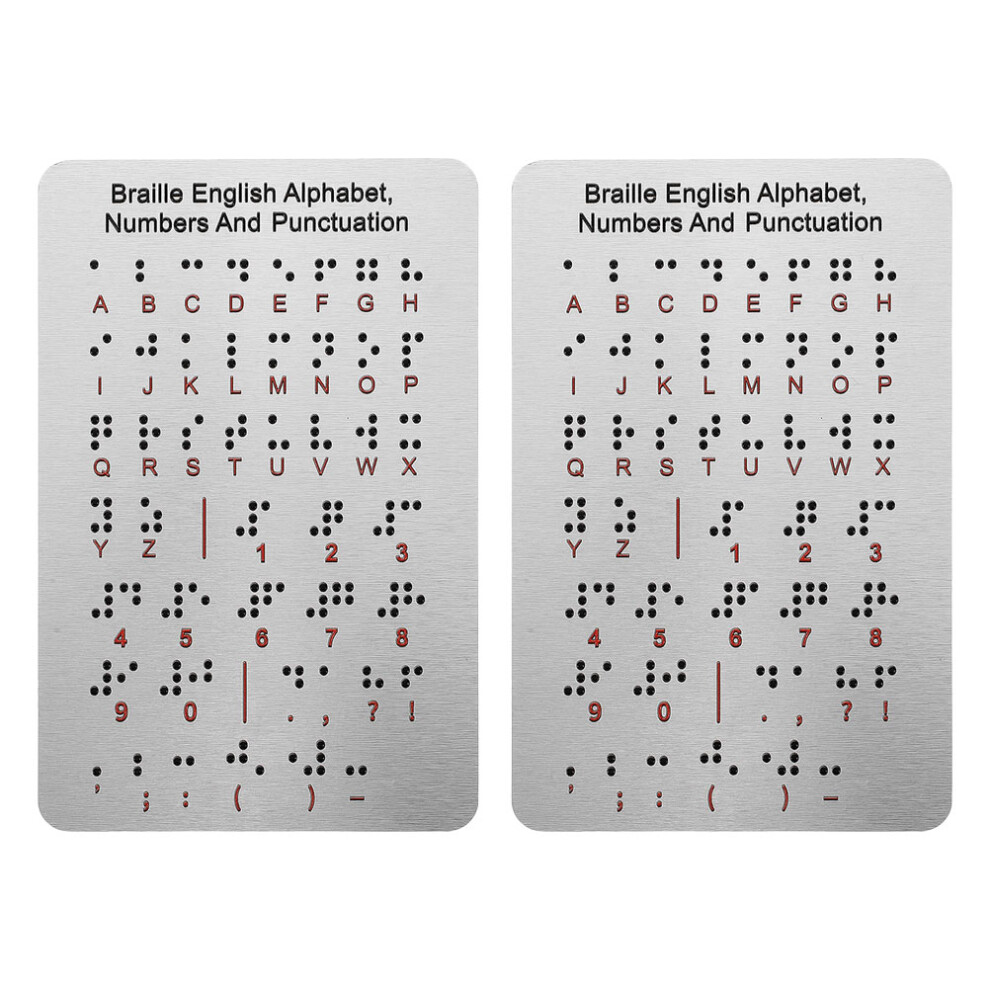 Aboofan 2Pcs Braille Alphabet Board Raised Dots Letters Numbers Learning Aid