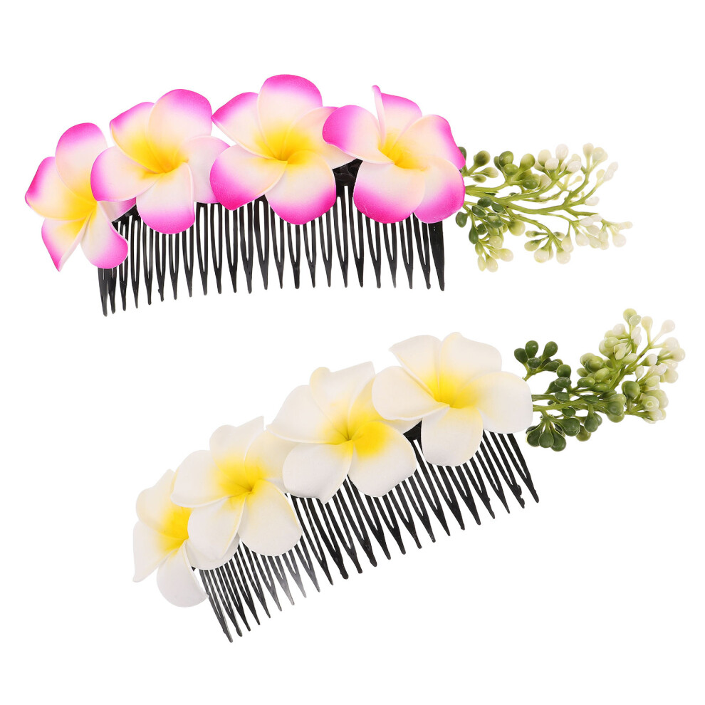 Totority Unisex 6 Pcs Tropical Plumeria Flower Hair Comb Hawaiian Vacation Accessory