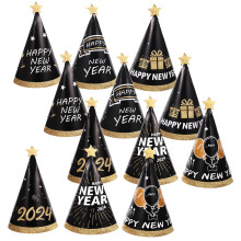 60 Pcs Happy New Year Paper Cone Hats Party Supplies