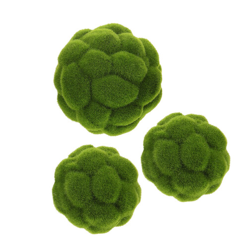3pcs Artificial Moss Orbs Faux Greenery Balls for Decor