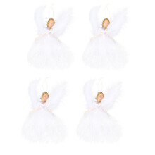 32Pcs Xmas Angel Doll Hanging Decor White Festival Adornment for Home