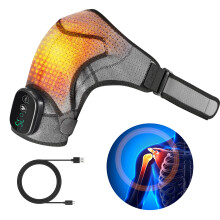 Nastopee Heated Shoulder Support, 3-Level Vibration, 3 Heat Settings 45-75°C, 5000mAh Rechargeable Battery, Shoulder Brace for Men & Women