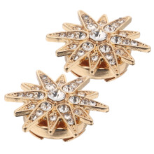 1 Pair Rhinestone Button Covers Clip-On Embellishments Hexagram Clips