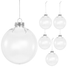 18 Pcs 10cm Clear Plastic Christmas Ball Ornaments Flat Fillable Decor
