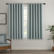 (Sage Green, 66" x 54" (168cm x 137cm)) 100% Blackout Curtains Thermal Insulated Ring-Top Eyelet Curtain Pair with Tiebacks