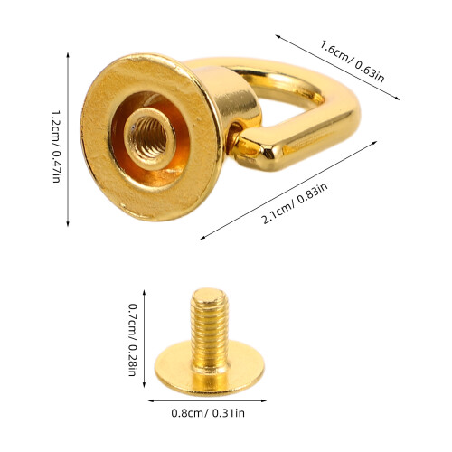 20St Gouden Zinklegering D-Ring Stud Schroeven Voor Handtassen 2