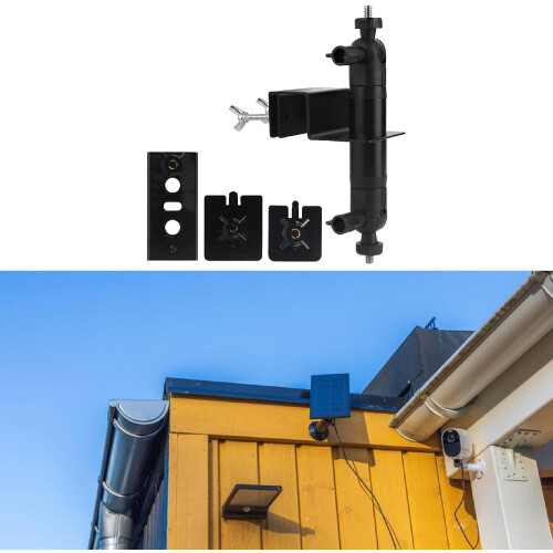 Outdoor Security Camera Gutter Mount Adjustable Features Quick Installation Black Weatherproof Compatible with Most Cameras 1