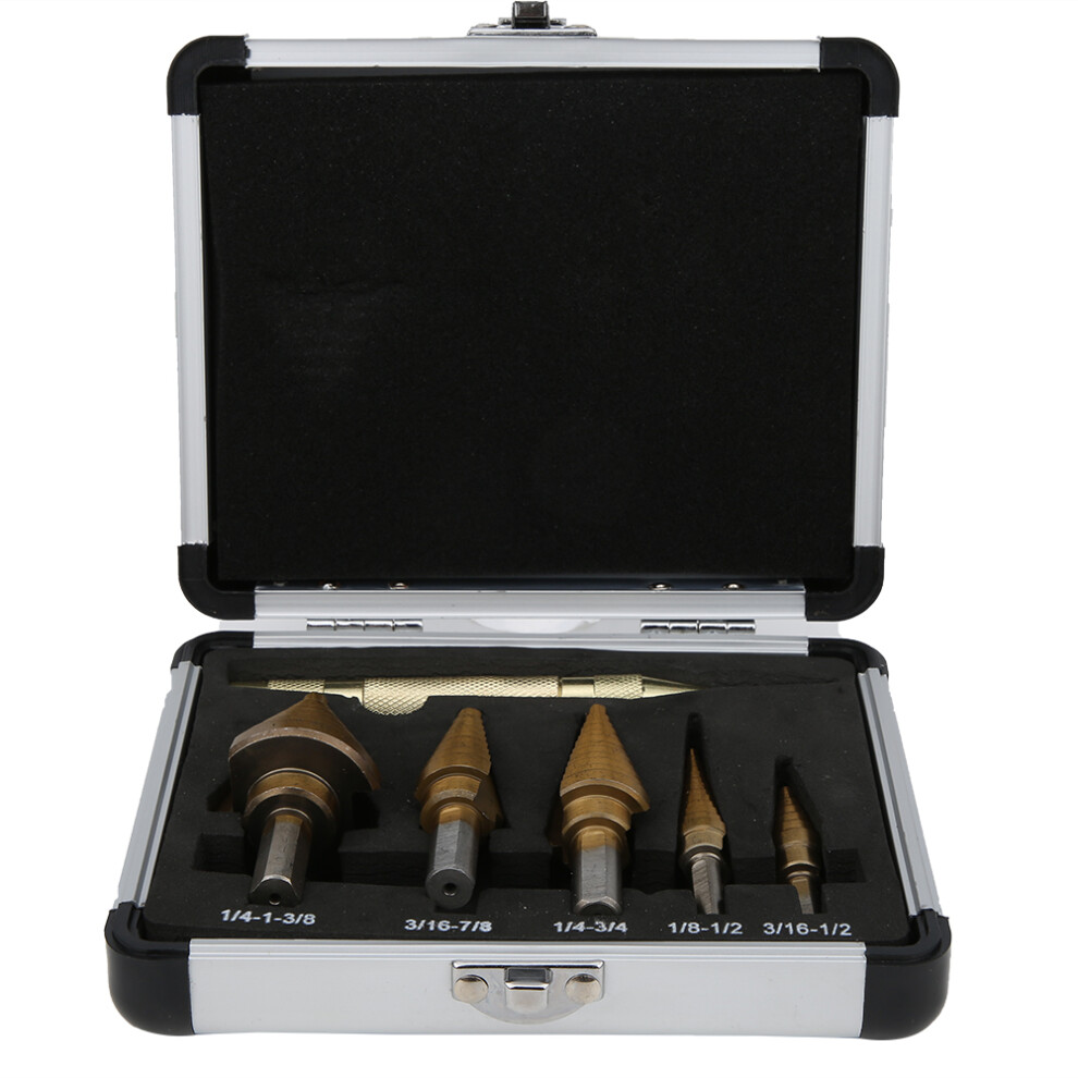 6pcs Step Drill Bit Set with Punch High Speed