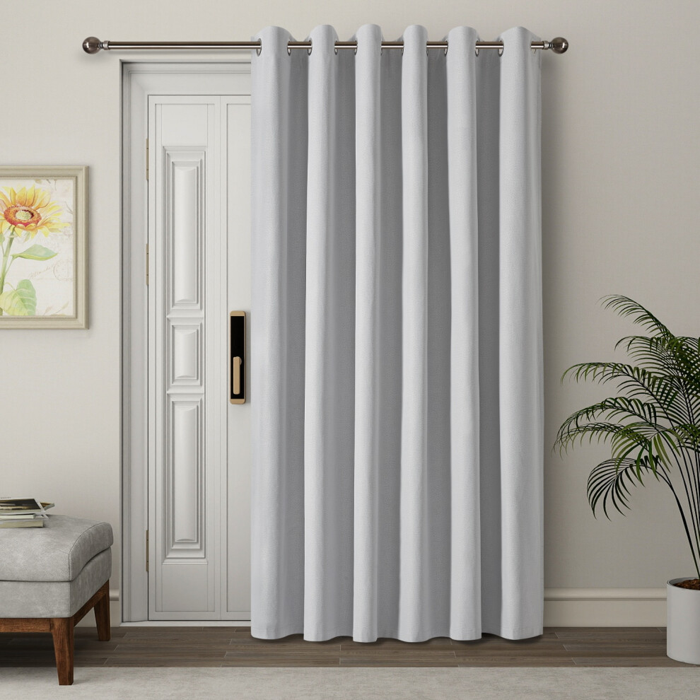 Oxford Homeware (, 66" X 84" (168Cm X 213Cm)) 100% Blackout Curtains Thermal Insulated Ring-Top Eyelet Curtain Pair With Tiebacks Silver