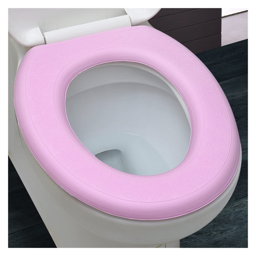 Waterproof Toilet Cover Mat, Winter Warm Soft Foam, Washable Silicone Thicken Toilet Seat Cover For All Seasons, Roze 9084446772128