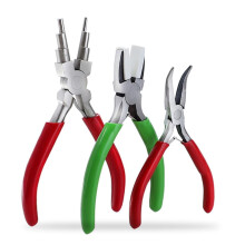 3-Piece Carbon Steel Jewellery Pliers Set for Jewelry Making, 6-in-1 Looping and Curved Needle-Nose Pliers