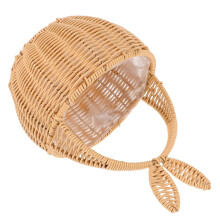 Handheld Rattan Woven Rabbit Flower Basket for Shopping Picnic