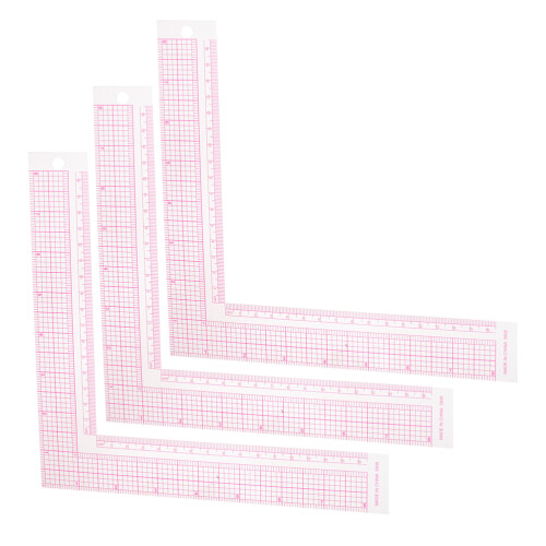 3 Pcs L Shaped Tailor Ruler Set Clear Plastic for Sewing Pattern Making