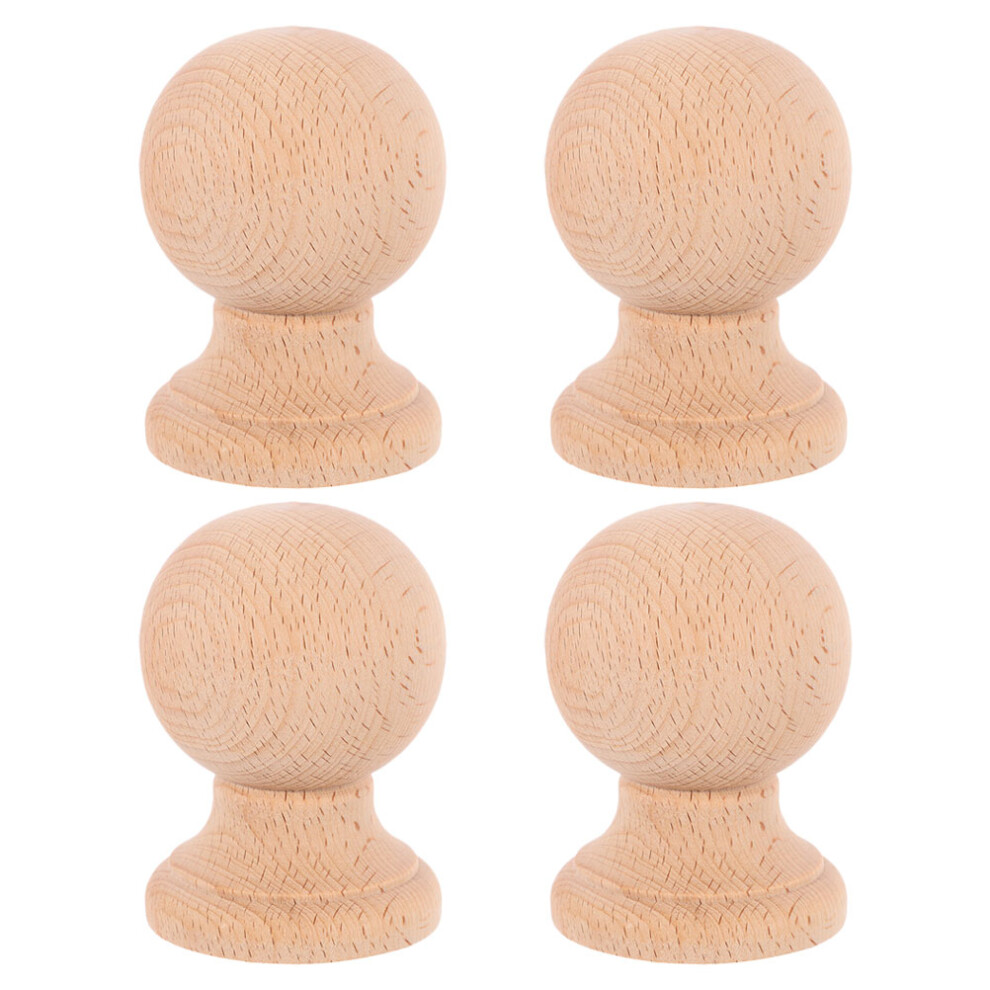4pcs Small Wood Finials for Curtain Rods Bed Posts Furniture Khaki-image-OPC-PKCP8H2-NEW