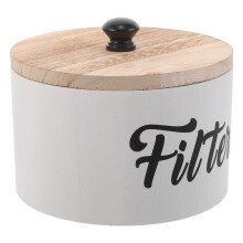 Round Wooden Laundry Beads Storage Container with Lid Organizer