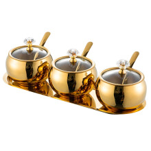 1 Set Stainless Steel Spice Jars with Lid and Spoon for Kitchen