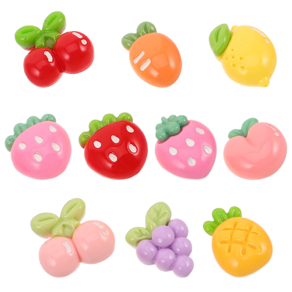 10 Pcs Simulated Fruit Resin Charms Strawberry Lemon Cherry Peach 3191150072423