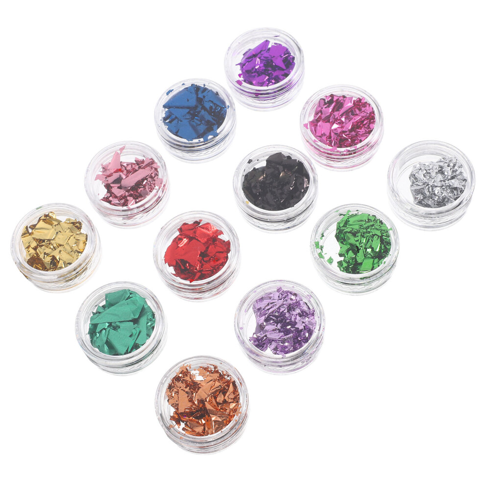 Solustre 12Pcs Holographic Nail Art Sequins Glitter Foil Confetti
