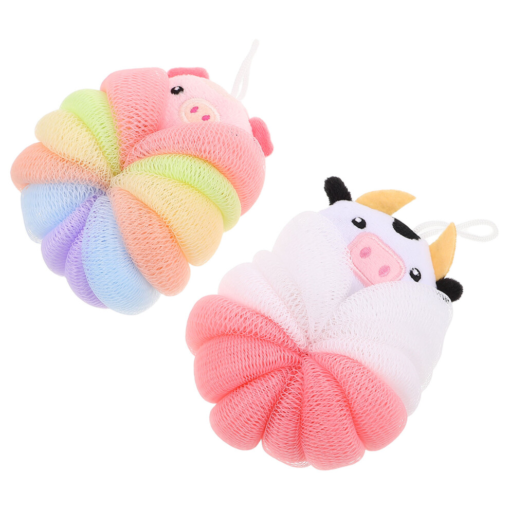 2Pcs Animal Bath Sponges For Kids Exfoliating Shower Loofahs Artibetter
