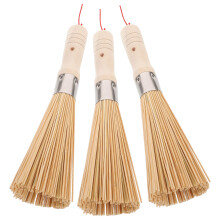 3pcs Wok and Dish Brush Set for Pots Pans Wooden Scrubbers