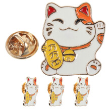 4pcs Fortune Cat Brooch Lapel Pins for Clothing Bags Hats