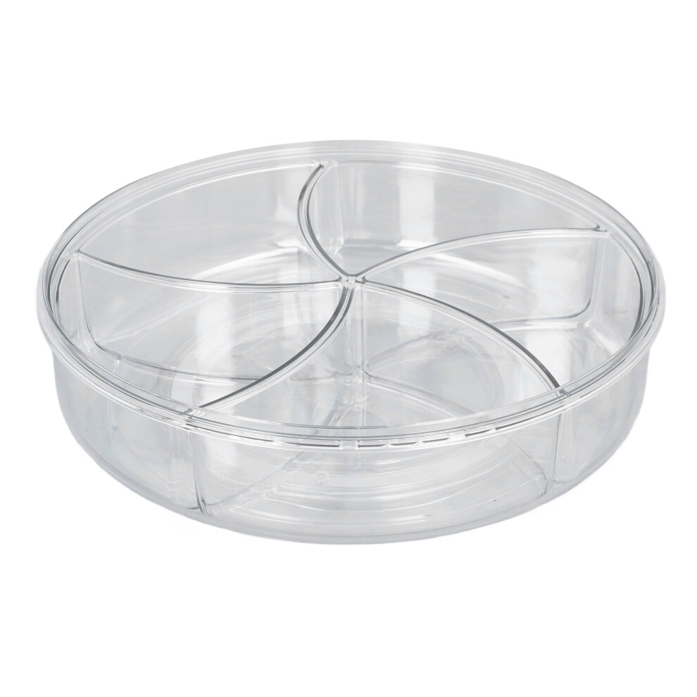Round Plastic Snack Box 5 Compartments 31.5x8cm with Lid & Handle