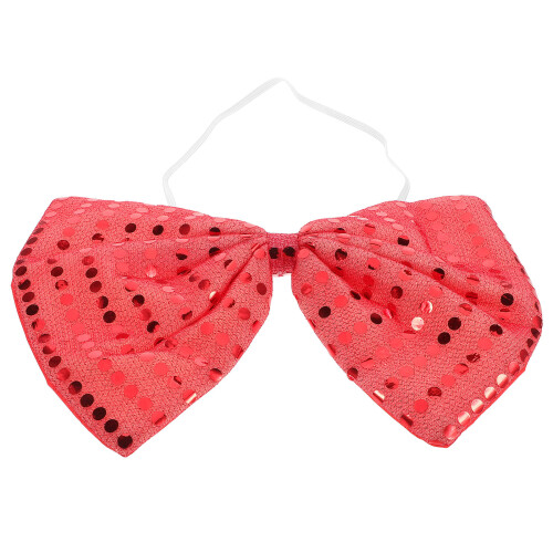 Large Red Sequin Bow Tie Sparkly Masquerade Carnival Accessory