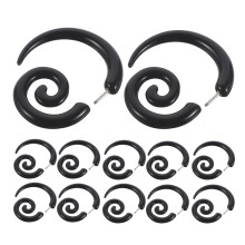 6 Pairs Snail Spiral Wing Earrings Stainless Steel Acrylic Tapers