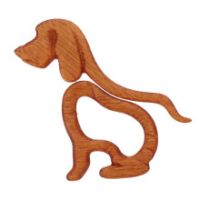 Bamboo Dog Sweater Brooch Pin Wooden Animal Lapel Pin for Women