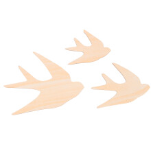 3pcs Unfinished Wooden Swallow Wall Decor Set for Kids Room Home