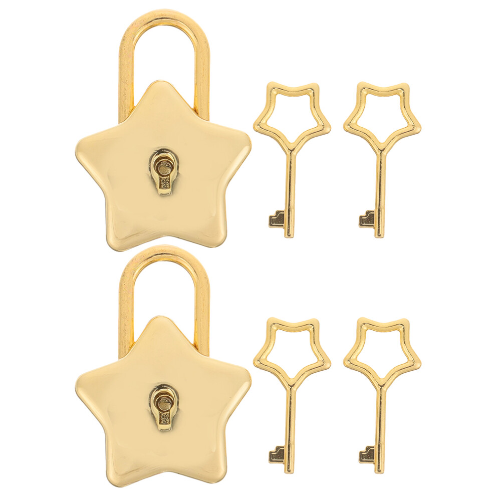 2 Sets Star Shaped Padlock With Key Mini Lock For Diary Jewelry Box 3191224707374